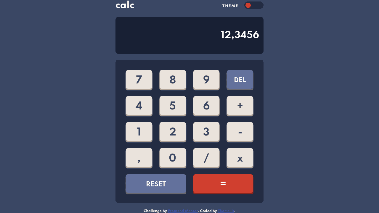 Voir le projet Frontend-Mentor - Calculator