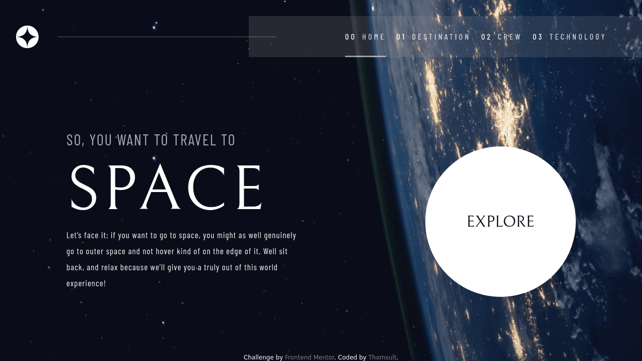 Voir le projet Frontend-Mentor - Space Tourism